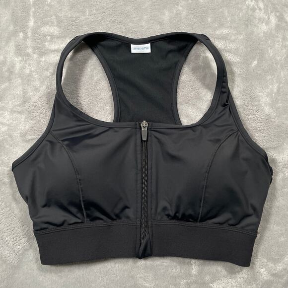 Amoena Bra Medium Black Gloria Mastectomy Wire Free Front Closure Padded Sports - Picture 1 of 10